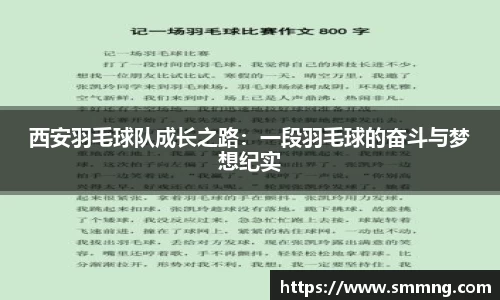 西安羽毛球队成长之路：一段羽毛球的奋斗与梦想纪实