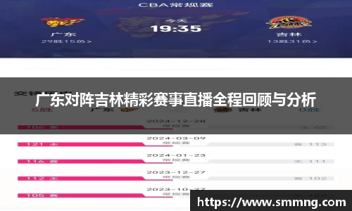 广东对阵吉林精彩赛事直播全程回顾与分析